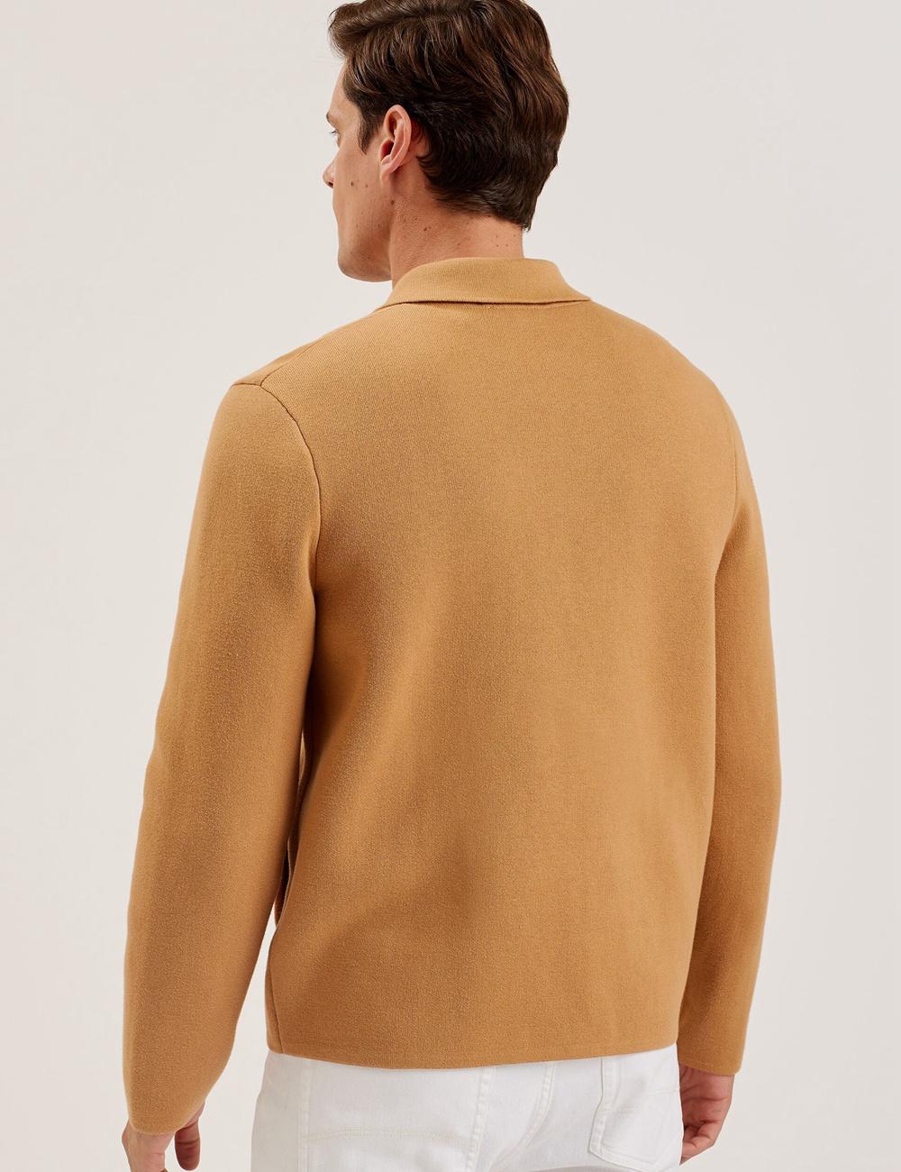 Ted Baker FREDER - Knitted Cotton Blend Überhemd Herren Braun | QILJP-1976
