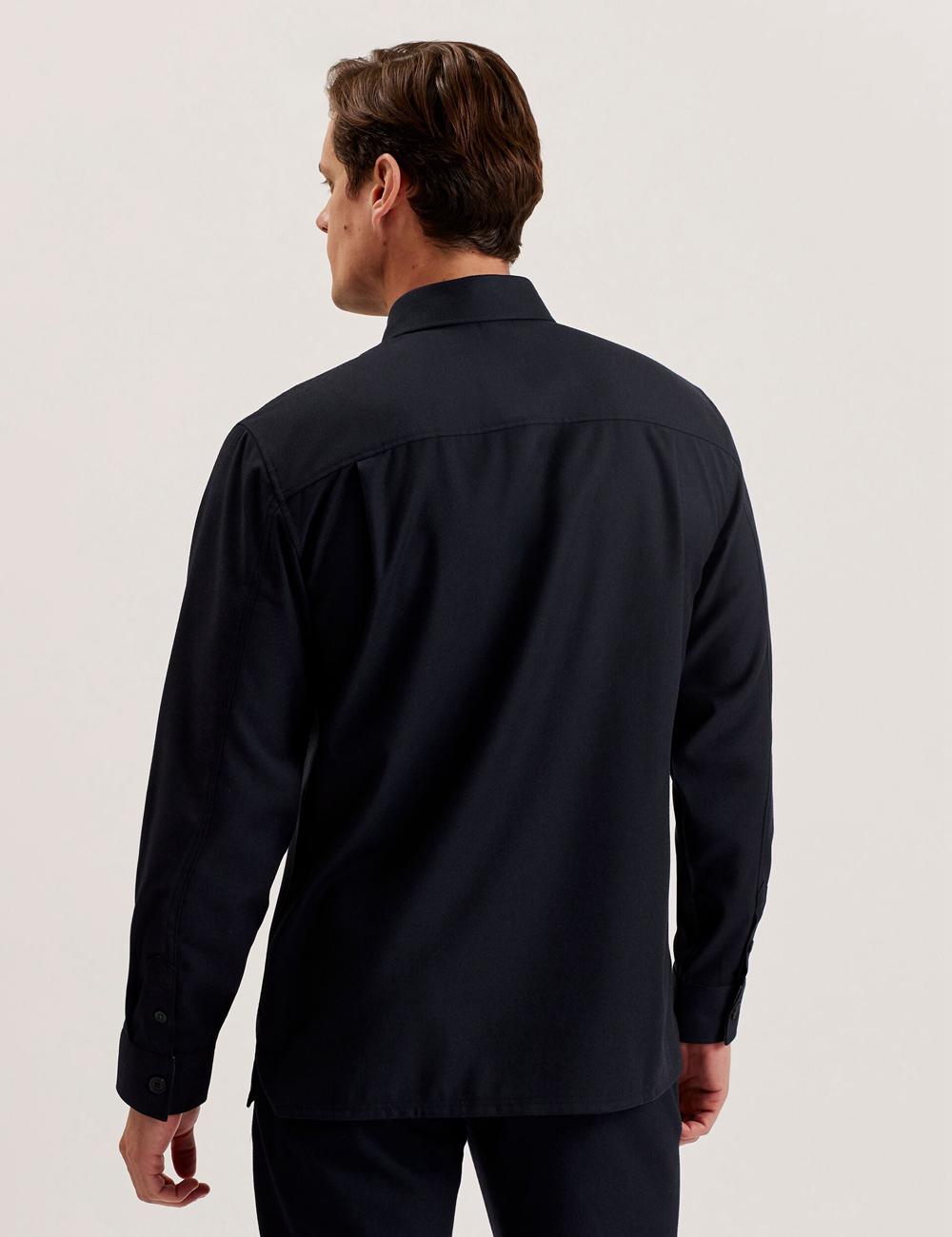 Ted Baker GAIUS - Wool Blend With Pocket Detail Hemd Herren Navy | XQIUR-2178