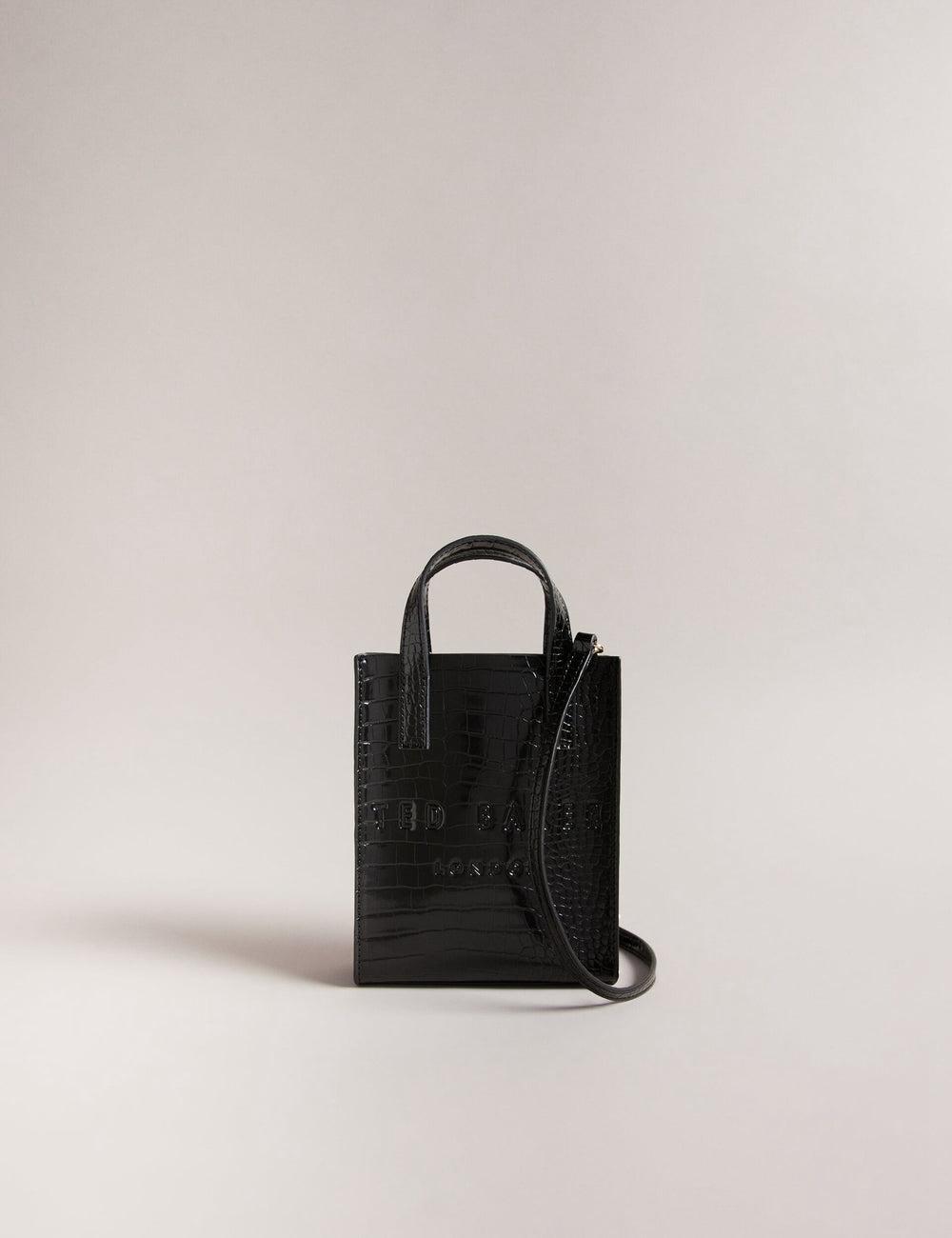 Ted Baker GATOCON - Mini Croc Effect Icon Tragetaschen Damen Schwarz | DPGXT-9654