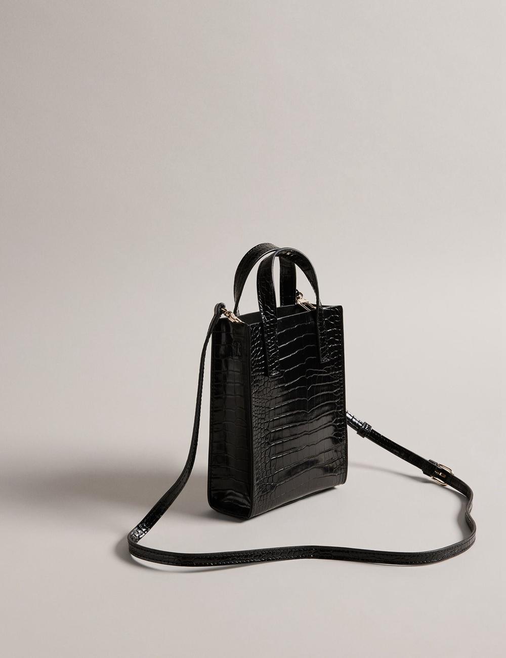 Ted Baker GATOCON - Mini Croc Effect Icon Tragetaschen Damen Schwarz | DPGXT-9654