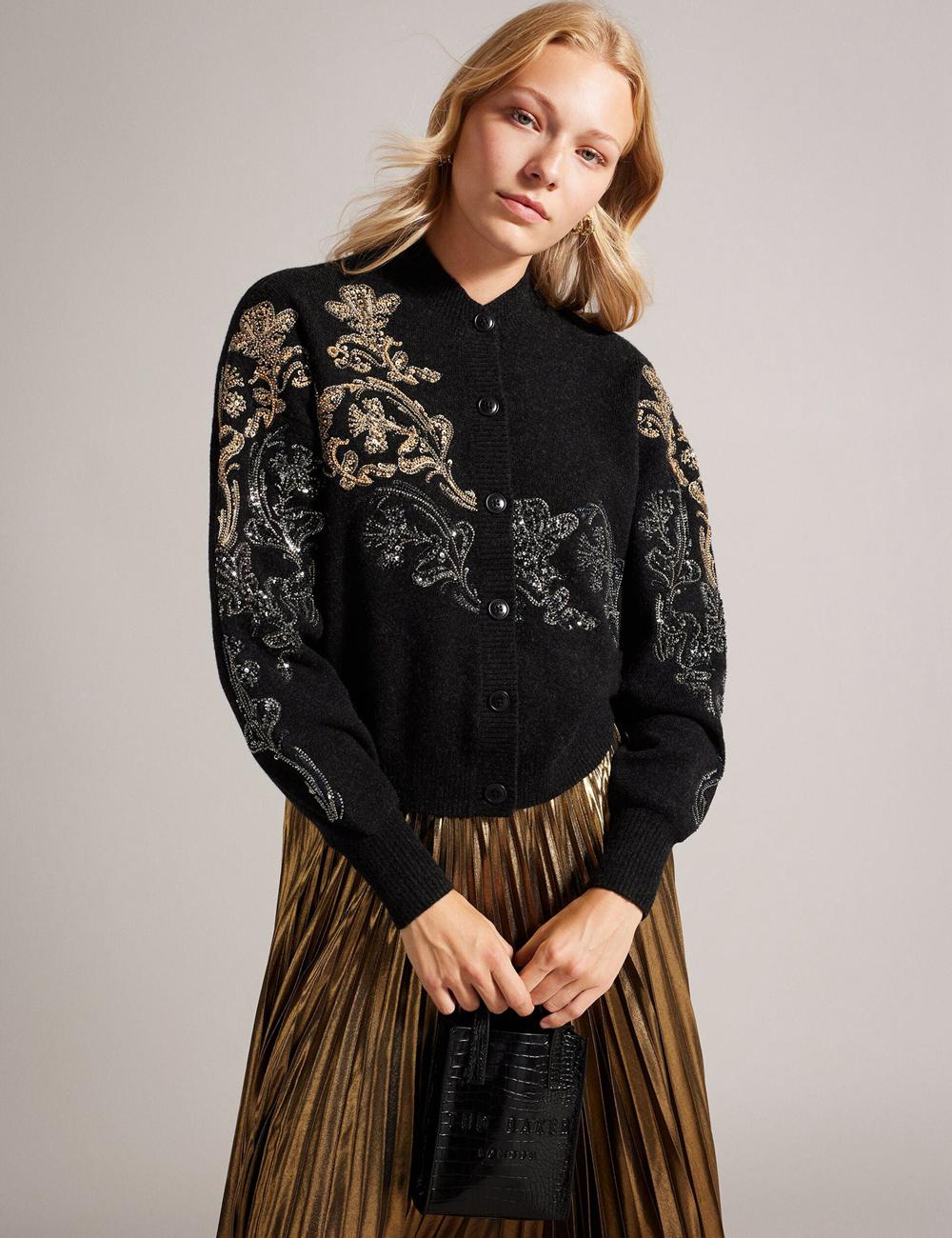 Ted Baker GATOCON - Mini Croc Effect Icon Tragetaschen Damen Schwarz | DPGXT-9654