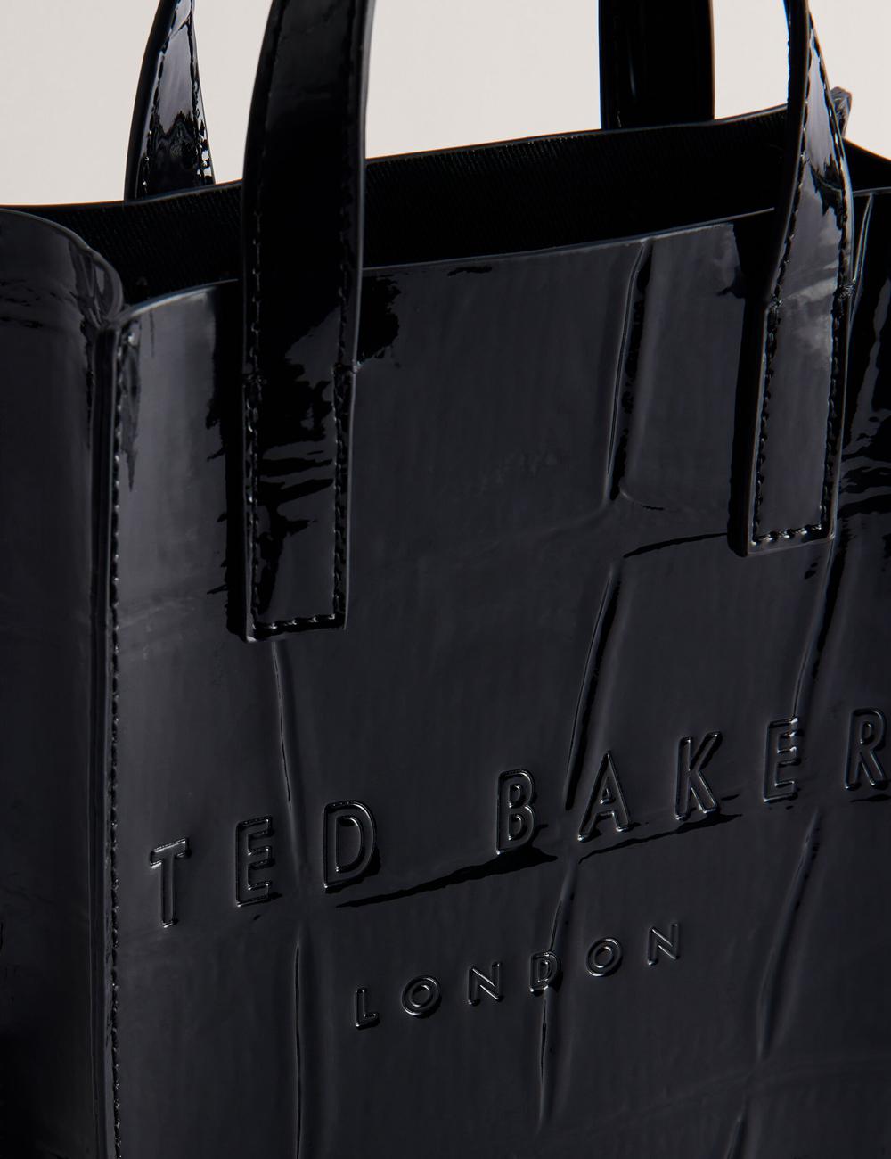 Ted Baker GATOCON - Mini Croc Effect Patent Tragetaschen Damen Schwarz | WQHMA-2178