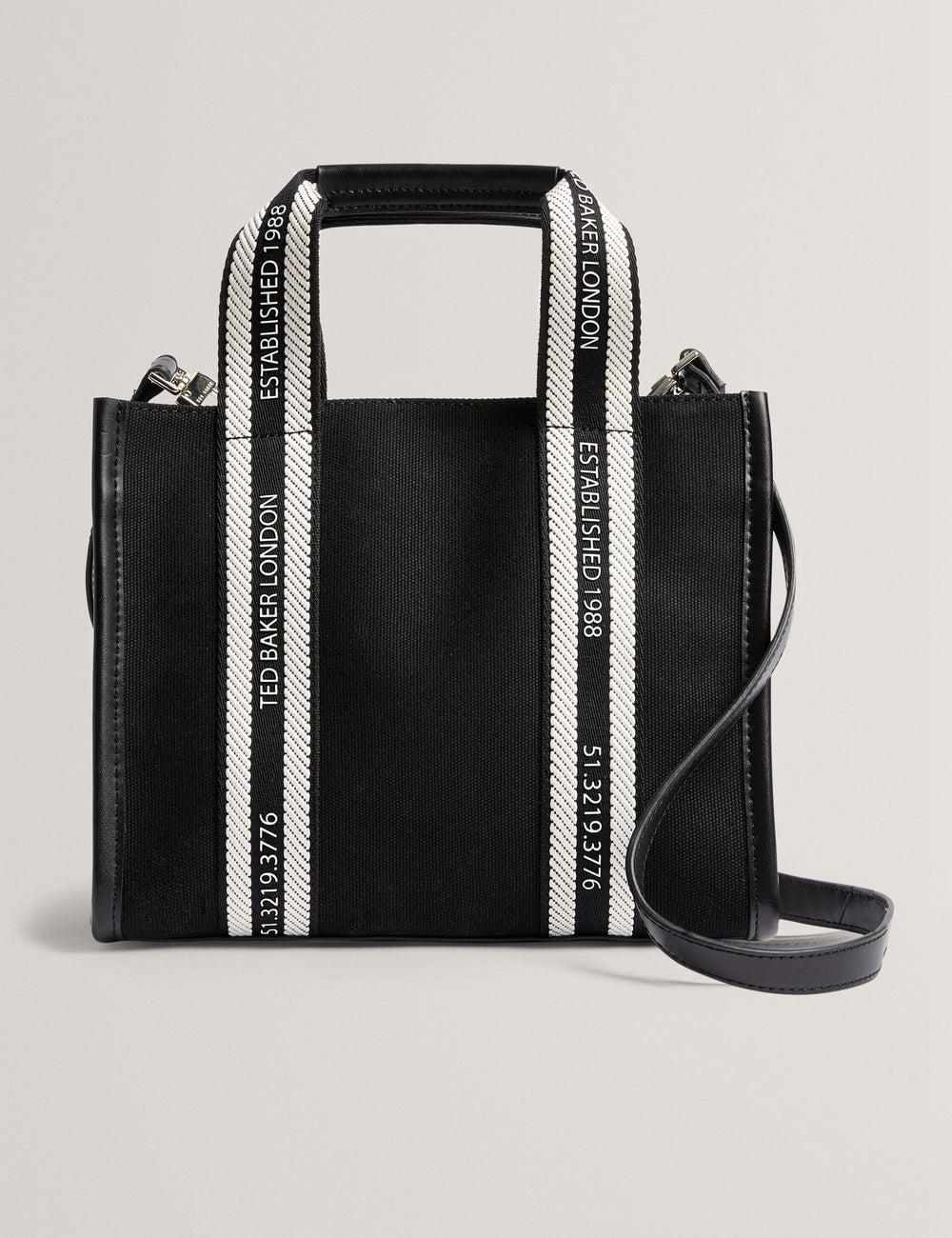 Ted Baker GEORJEA - Branded Webbing Canvas Small Tragetaschen Damen Schwarz | TQSWY-1058