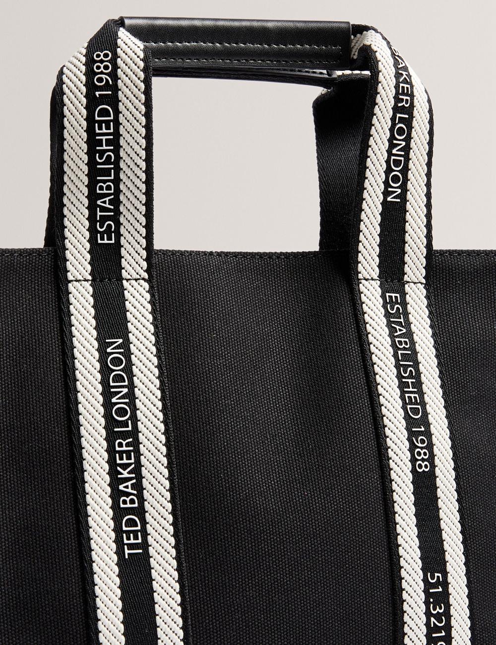 Ted Baker GEORJEA - Branded Webbing Canvas Small Tragetaschen Damen Schwarz | TQSWY-1058
