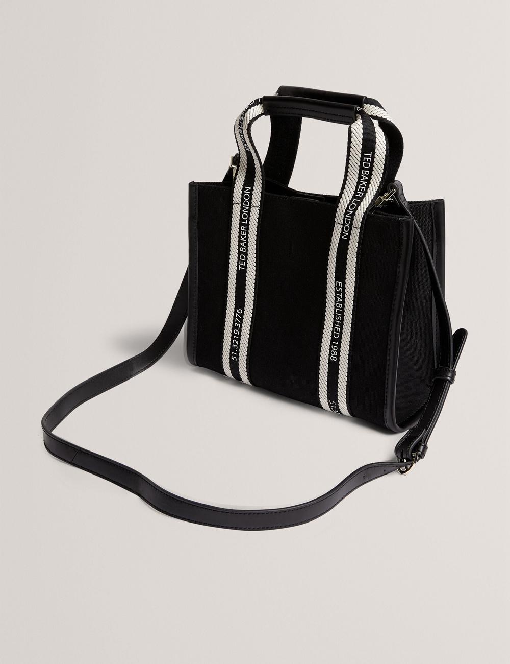 Ted Baker GEORJEA - Branded Webbing Canvas Small Tragetaschen Damen Schwarz | TQSWY-1058