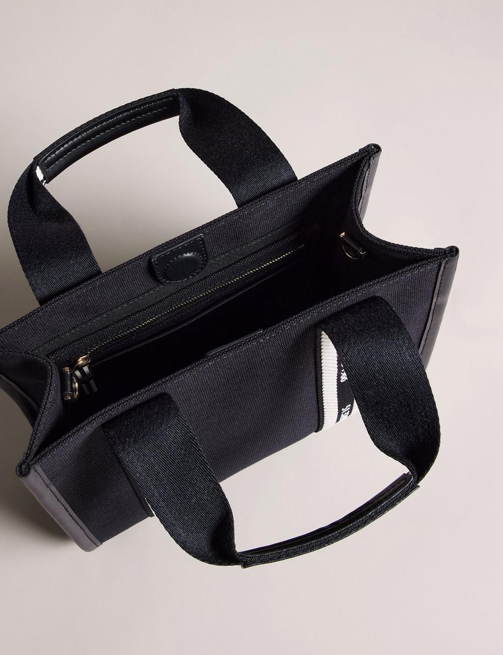 Ted Baker GEORJEA - Branded Webbing Canvas Small Tragetaschen Damen Schwarz | TQSWY-1058