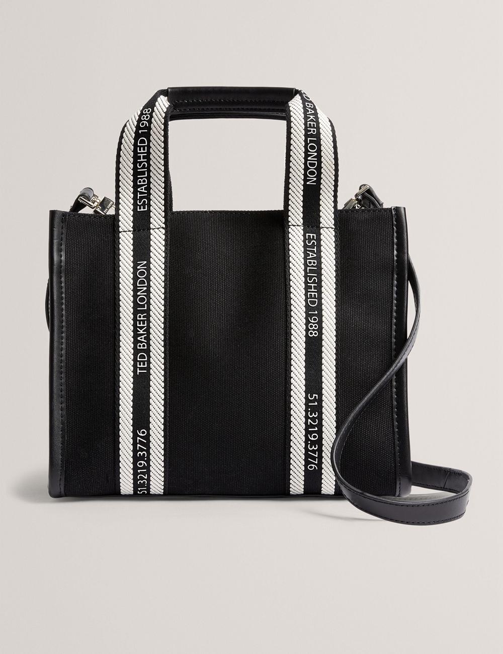 Ted Baker GEORJEA - Branded Webbing Canvas Small Tragetaschen Damen Schwarz | TQSWY-1058