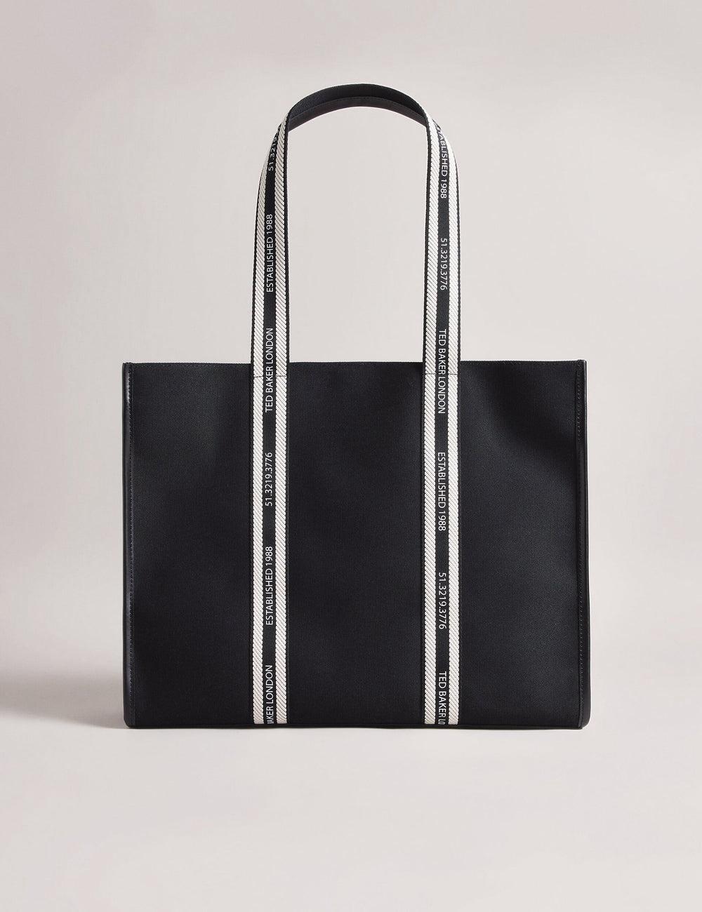 Ted Baker GEORJEY - Branded Webbing Canvas Large Tragetaschen Damen Schwarz | PFUVL-0295