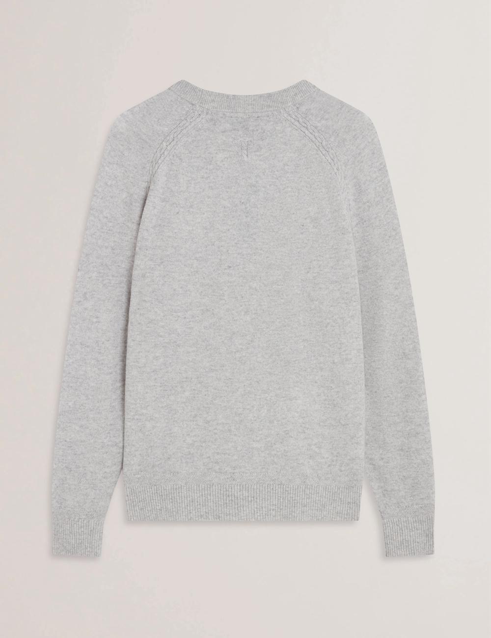 Ted Baker GLANT - Cashmere Cable Detail Crew Neck Pullover Herren Grau | QAWPF-9105