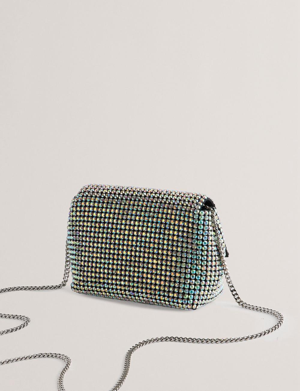 Ted Baker GLITERS - Crystal Embellished Mini Umhängetasche Damen Silber | SQVXJ-8346