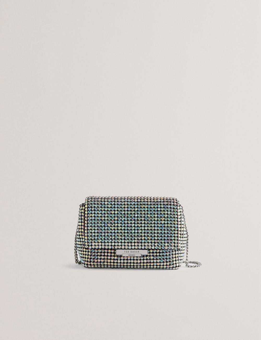 Ted Baker GLITERS - Crystal Embellished Mini Umhängetasche Damen Silber | SQVXJ-8346