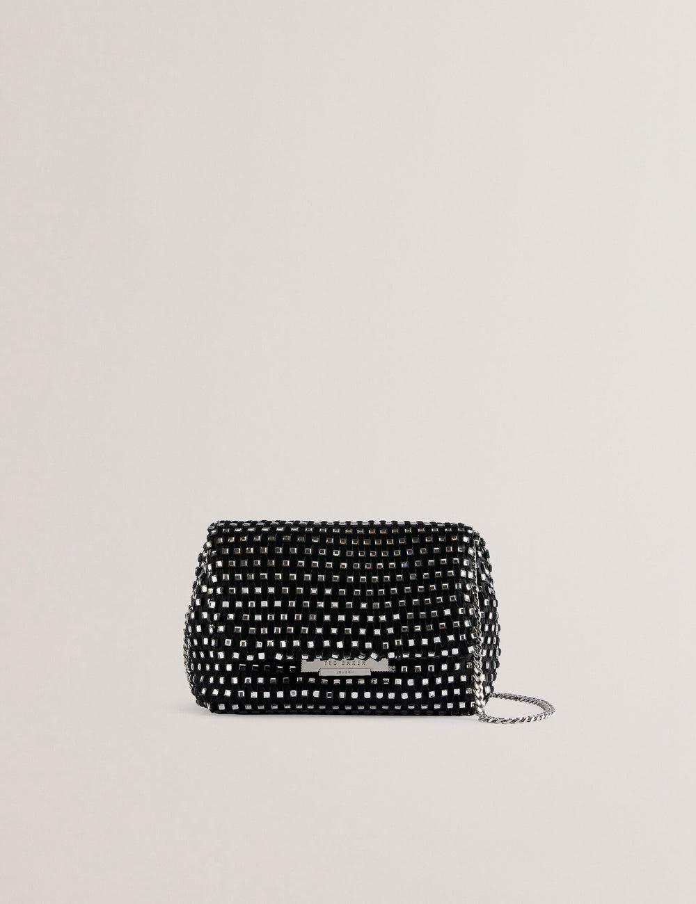 Ted Baker GLITSZI - Crystal Cage Mini Umhängetasche Damen Schwarz | LHFEX-4583