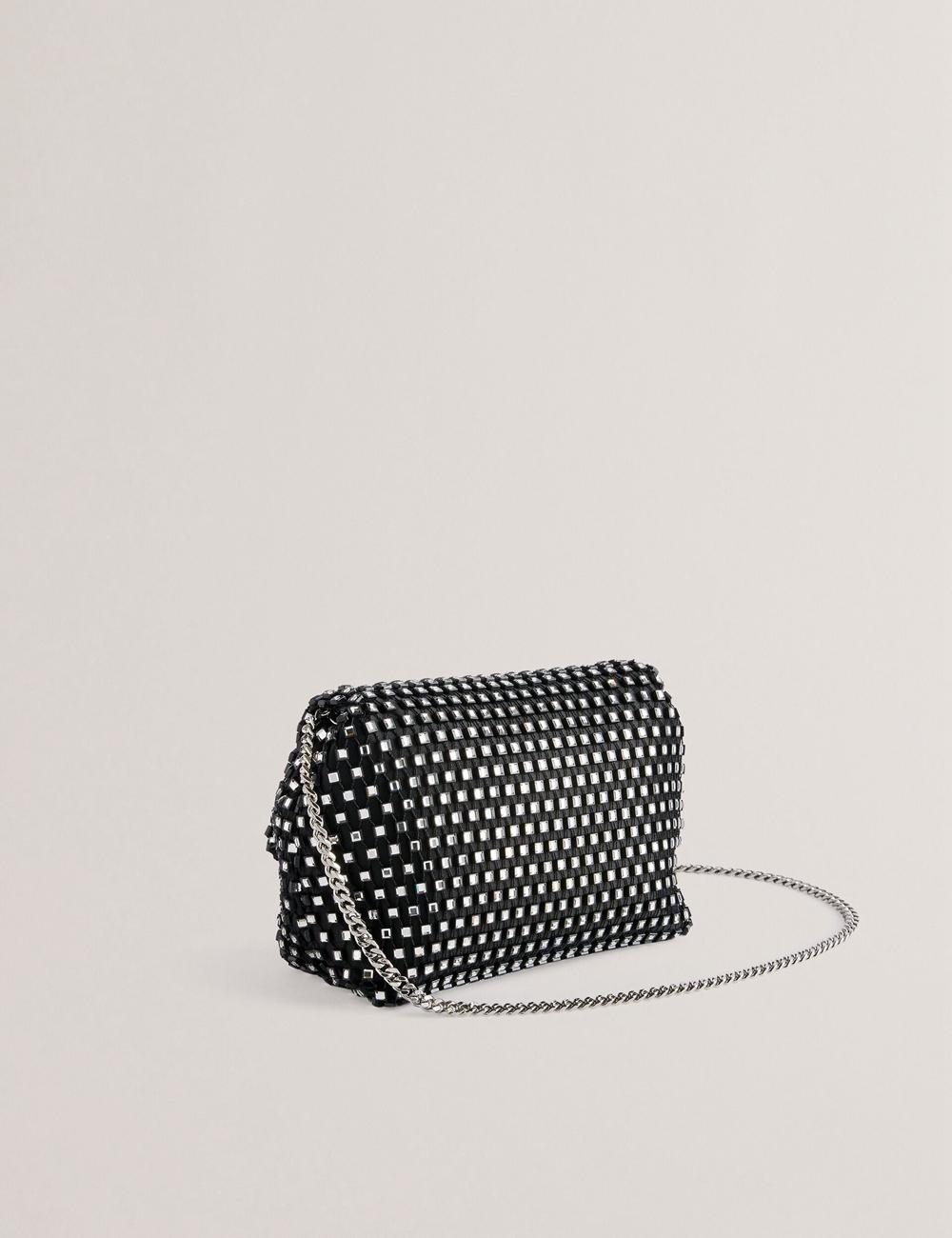Ted Baker GLITSZI - Crystal Cage Mini Umhängetasche Damen Schwarz | LHFEX-4583