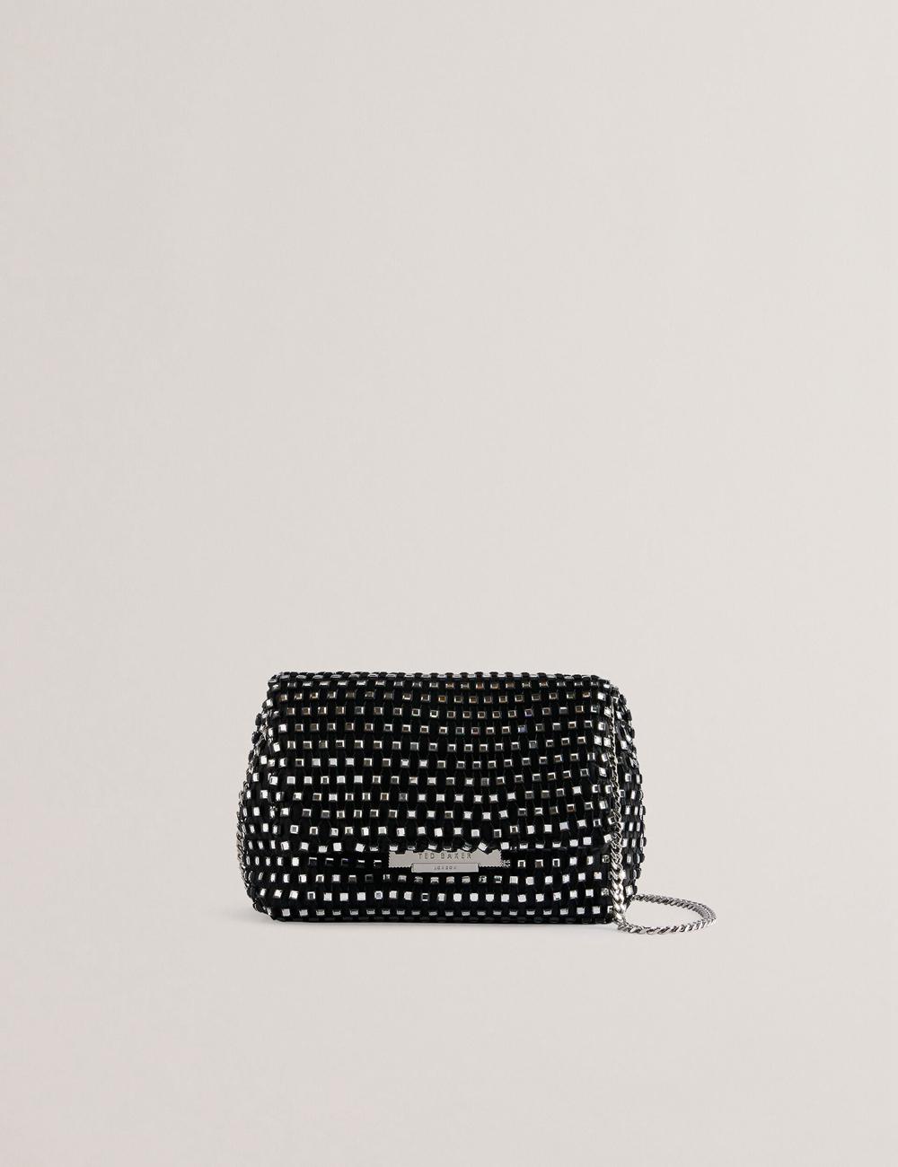Ted Baker GLITSZI - Crystal Cage Mini Umhängetasche Damen Schwarz | LHFEX-4583