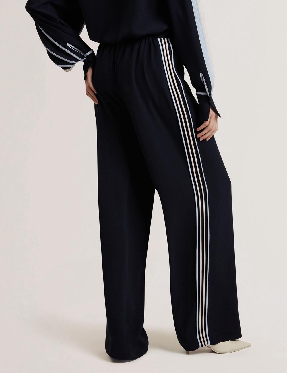 Ted Baker GORJJA - Piping Detail Wide Leg Crepe Hosen Damen Navy | WSABJ-3765