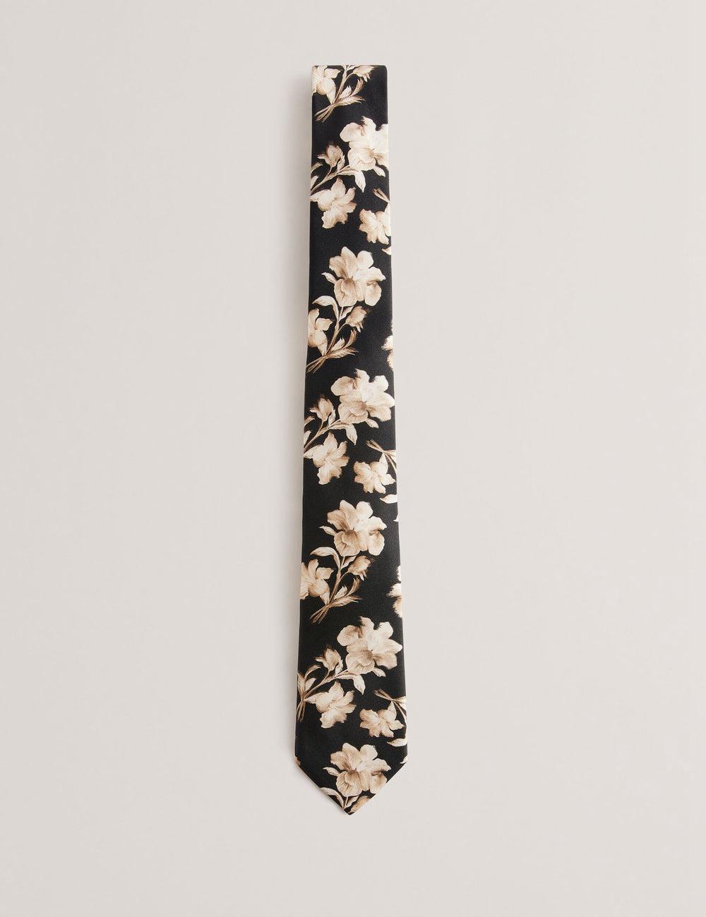 Ted Baker GOULDE - Two Tone Floral Print Silk Krawatten Herren Schwarz | TBCFN-3415
