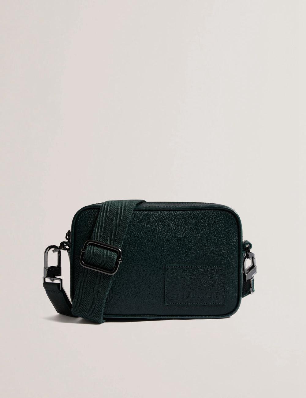 Ted Baker GRIFIN - Grained Leather Crossbody Pouch Umhängetasche Herren Grün | TSKCH-0254