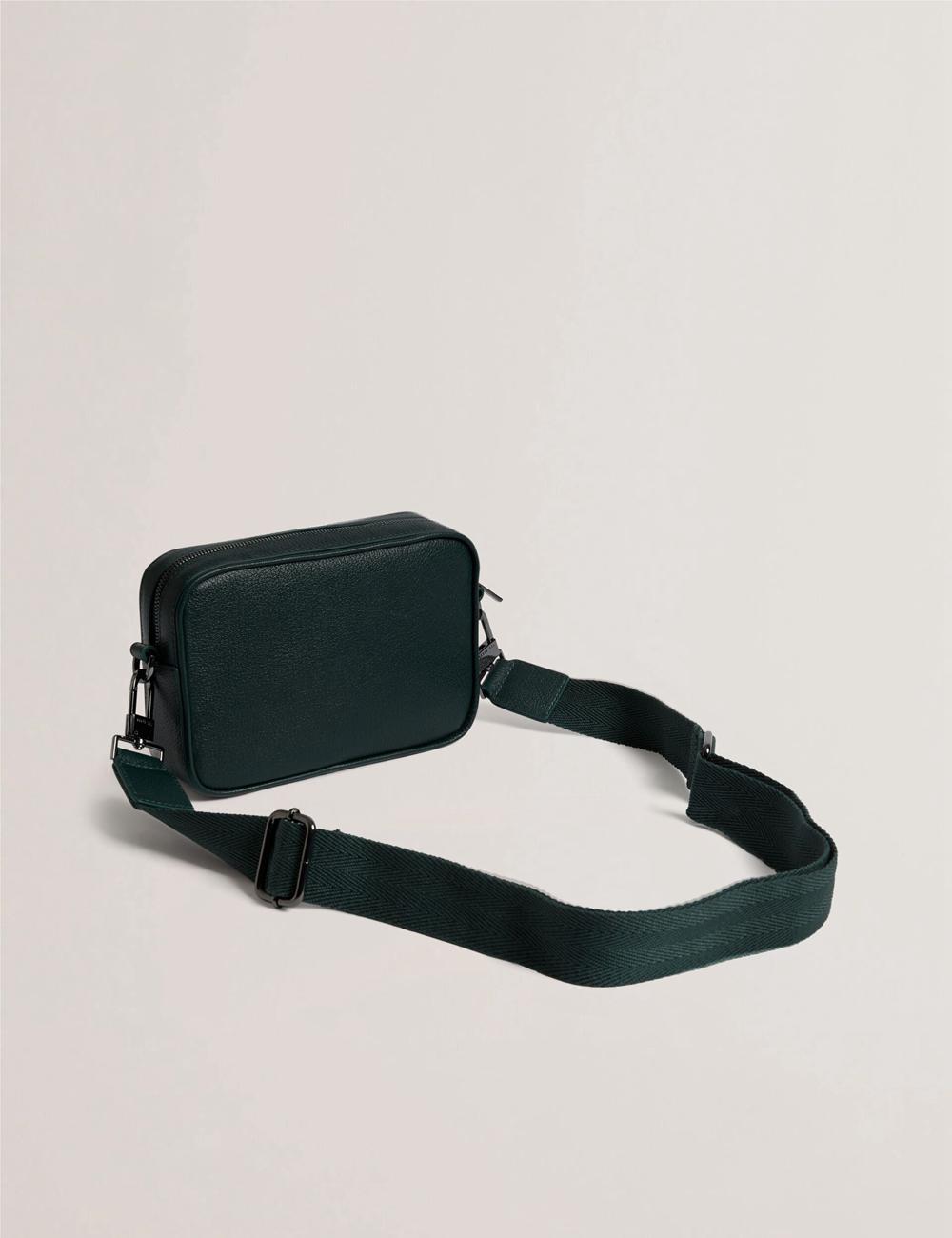Ted Baker GRIFIN - Grained Leather Crossbody Pouch Umhängetasche Herren Grün | TSKCH-0254