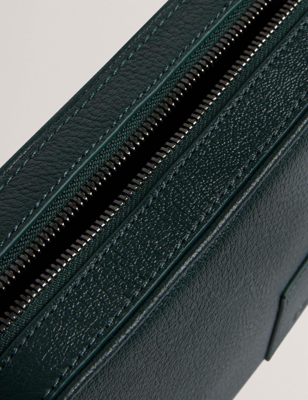 Ted Baker GRIFIN - Grained Leather Crossbody Pouch Umhängetasche Herren Grün | TSKCH-0254