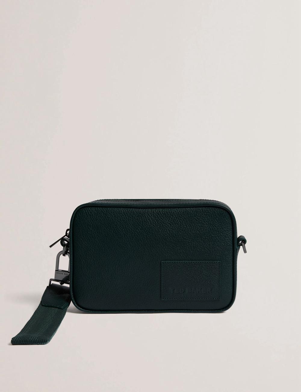 Ted Baker GRIFIN - Grained Leather Crossbody Pouch Umhängetasche Herren Grün | TSKCH-0254