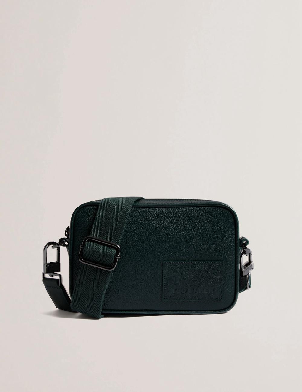 Ted Baker GRIFIN - Grained Leather Crossbody Pouch Umhängetasche Herren Grün | TSKCH-0254