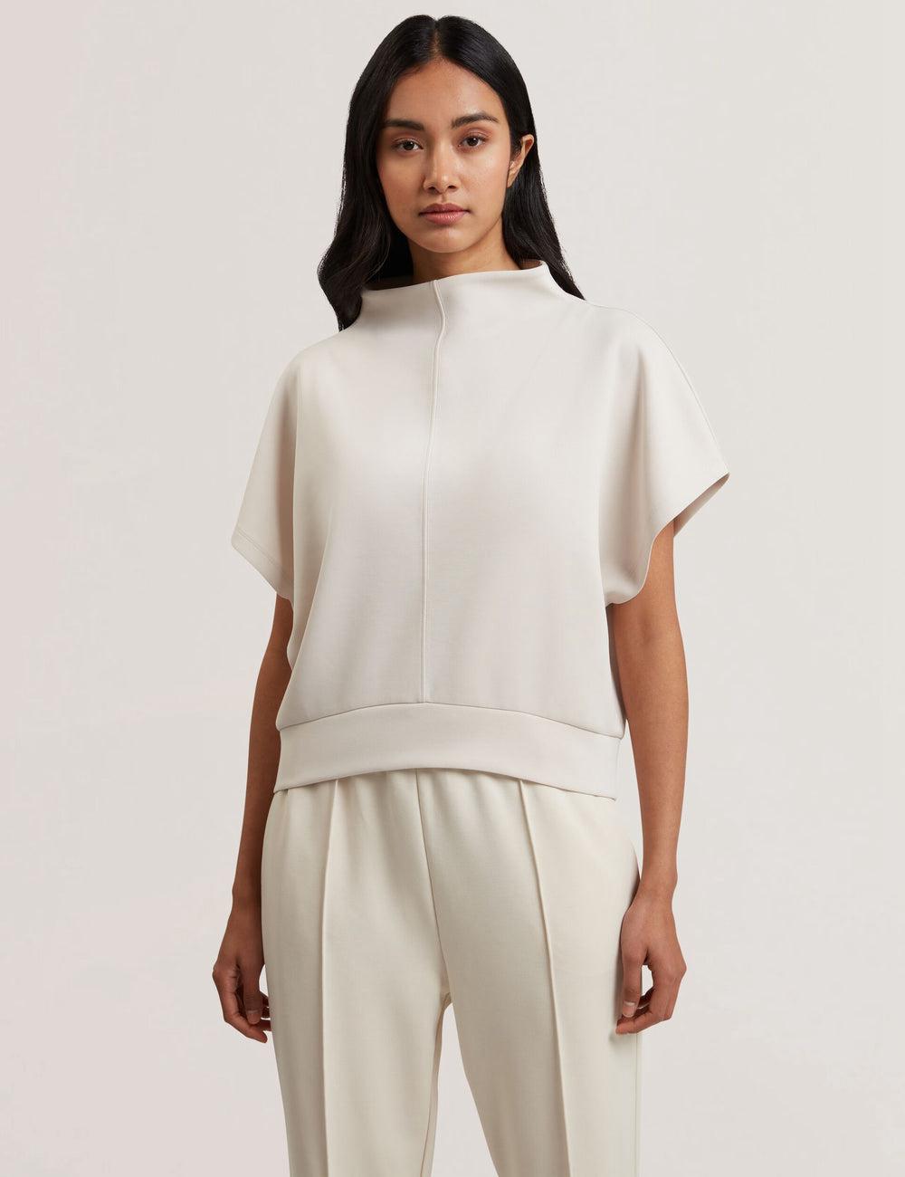 Ted Baker HALIYY - Funnel Neck Boxy Short Sleeve Sweatshirts Damen Ivory | ZSFAN-4850