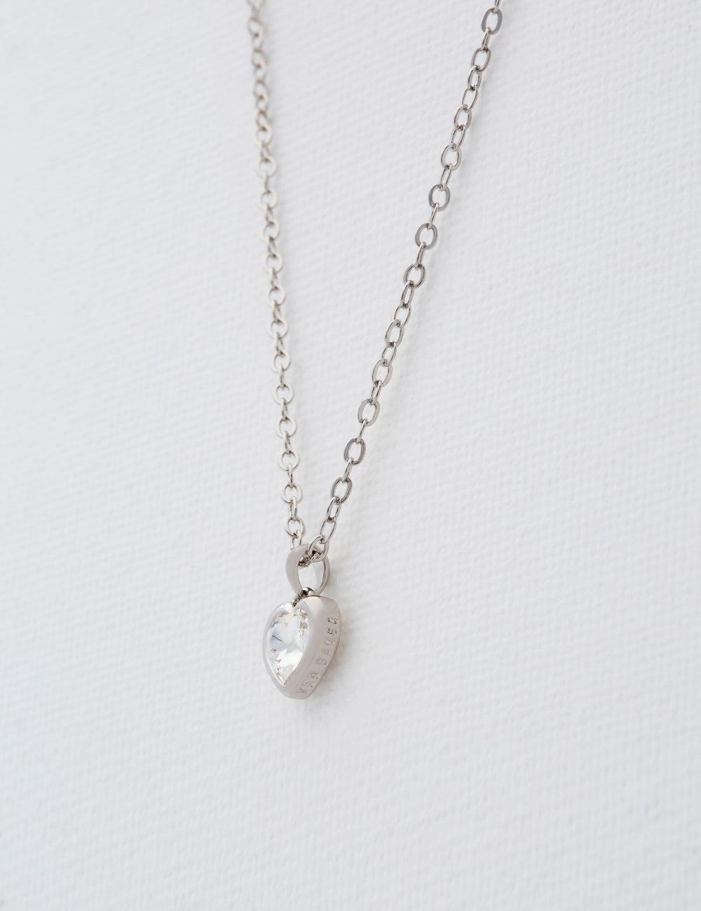Ted Baker HANNELA - Solitaire Crystal Heart Pendant Ketten Damen Silber | TDXOP-0287