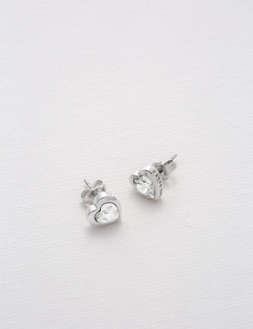 Ted Baker HAN - Solitaire Crystal Heart Stud Ohrringe Damen Silber | TFJLG-1472