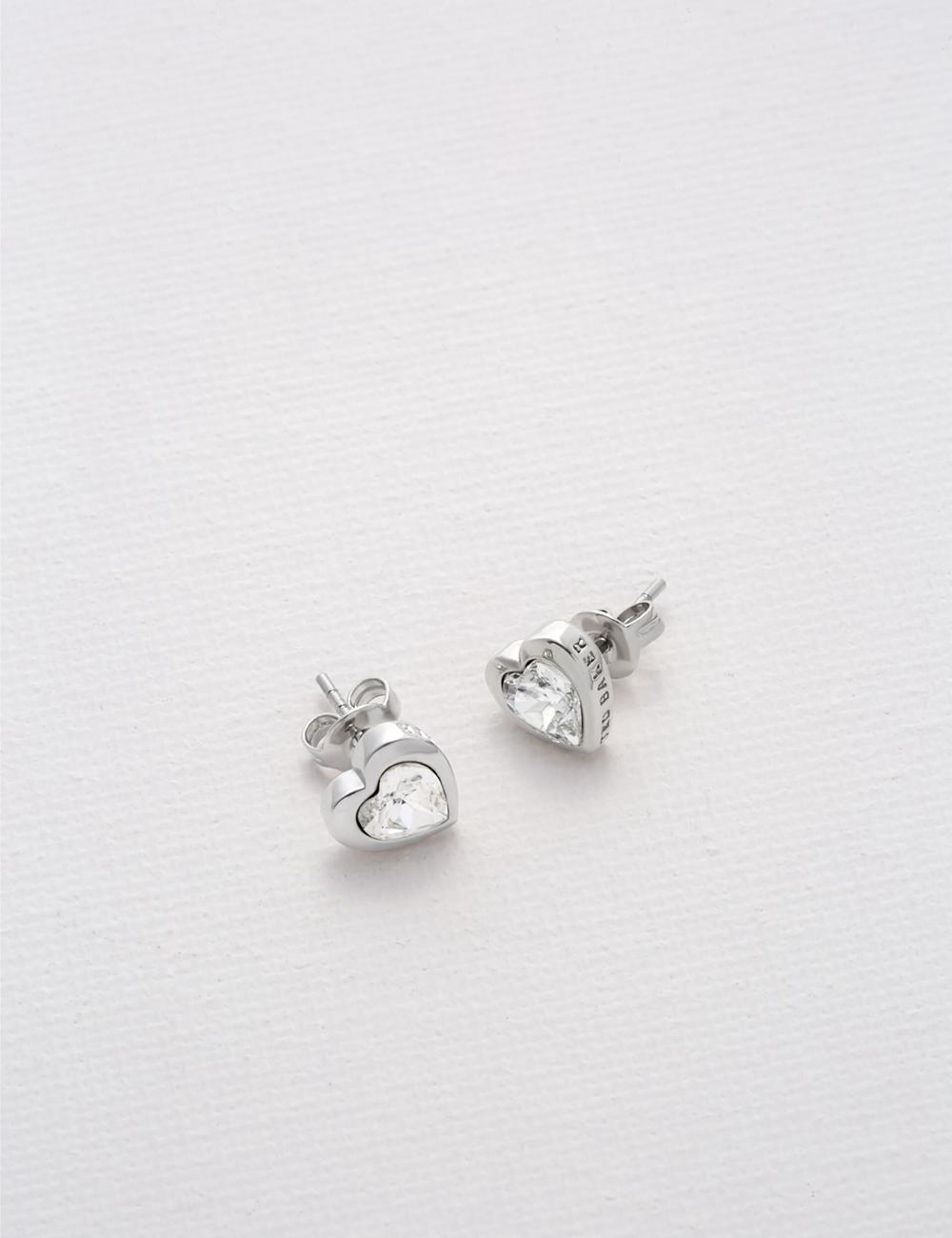 Ted Baker HAN - Solitaire Crystal Heart Stud Ohrringe Damen Silber | TFJLG-1472