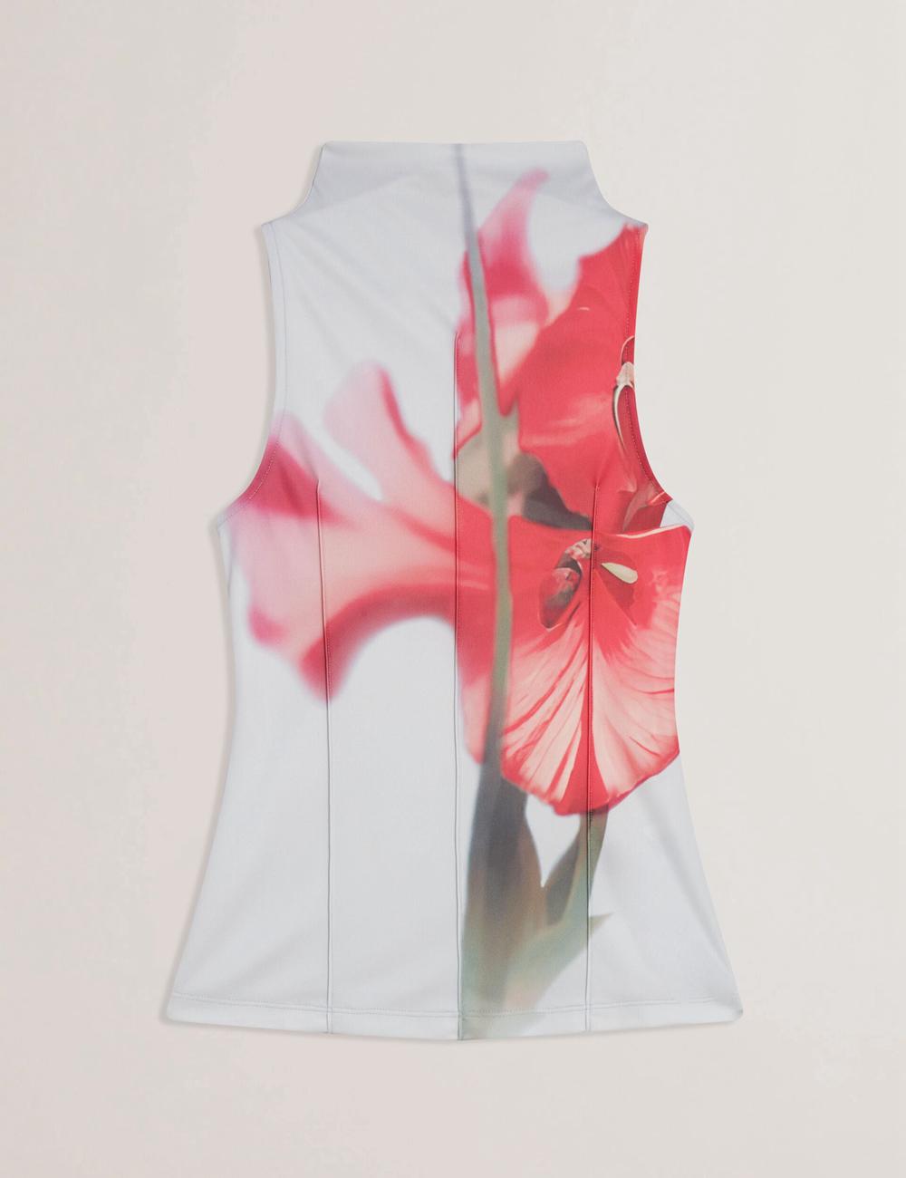 Ted Baker HARPLNN - Floral High Neck Jersey Oberteile Damen Blau | RPEDM-2740
