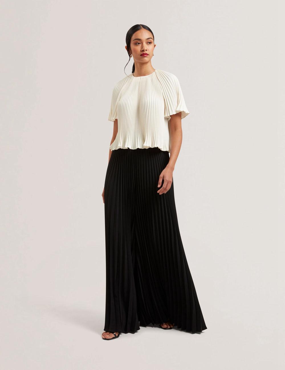 Ted Baker HARYX - Pleated Wide Leg Palazzo Hosen Damen Schwarz | PELZM-9326
