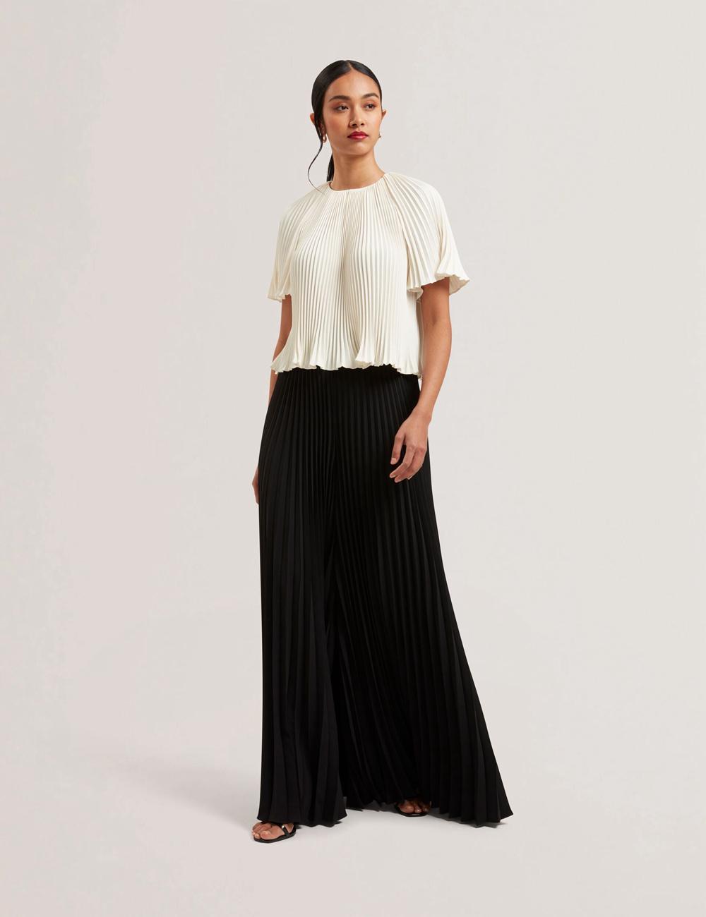 Ted Baker HARYX - Pleated Wide Leg Palazzo Hosen Damen Schwarz | PELZM-9326
