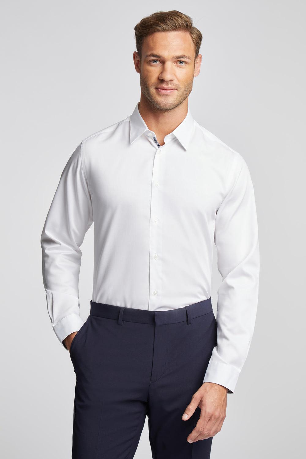 Ted Baker HOLMES - Slim Fit Plain Cotton Hemd Herren Weiß | EIXWL-5427