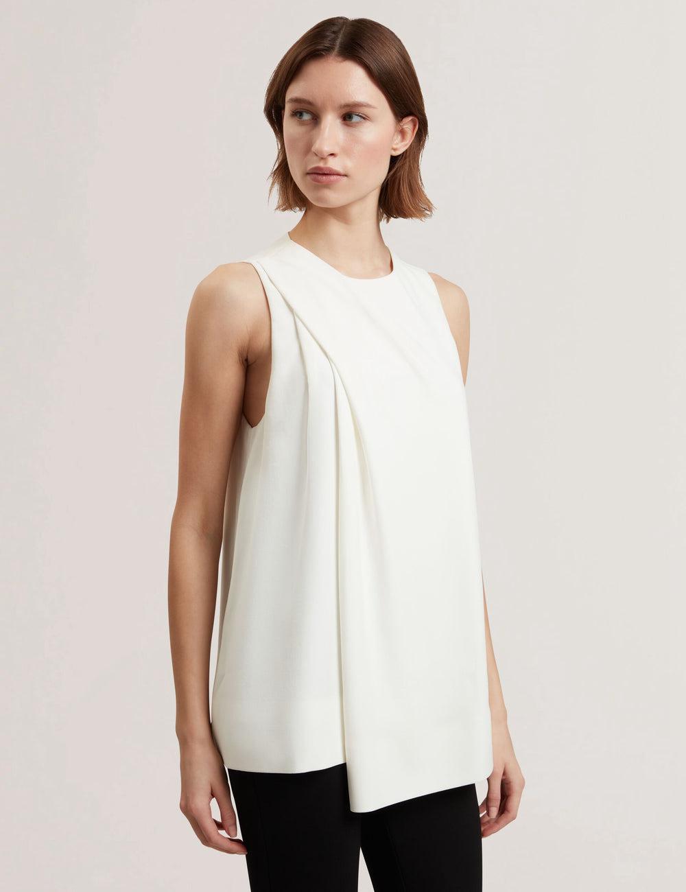 Ted Baker ICANA - Draped Front Asymmetric Sleeveless Oberteile Damen Ivory | FPACK-3942