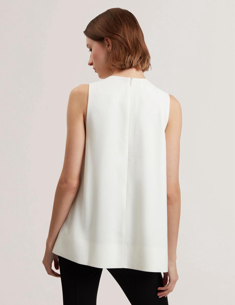Ted Baker ICANA - Draped Front Asymmetric Sleeveless Oberteile Damen Ivory | FPACK-3942