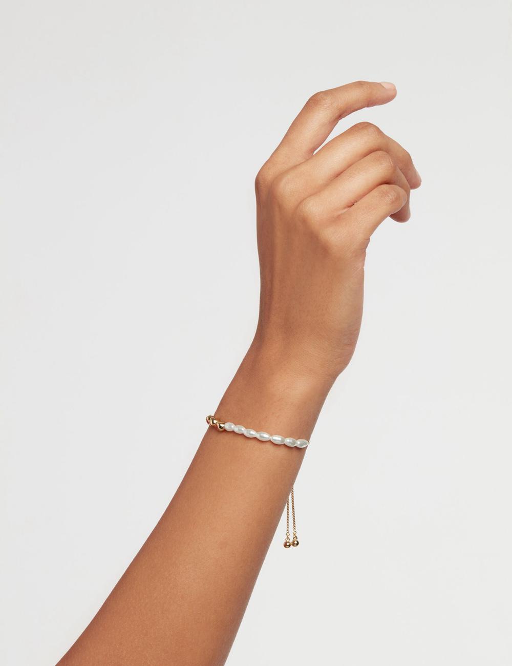 Ted Baker INELA - Island Pearl Bead Adjustable Armbänder Damen Gold | NJEQU-7345