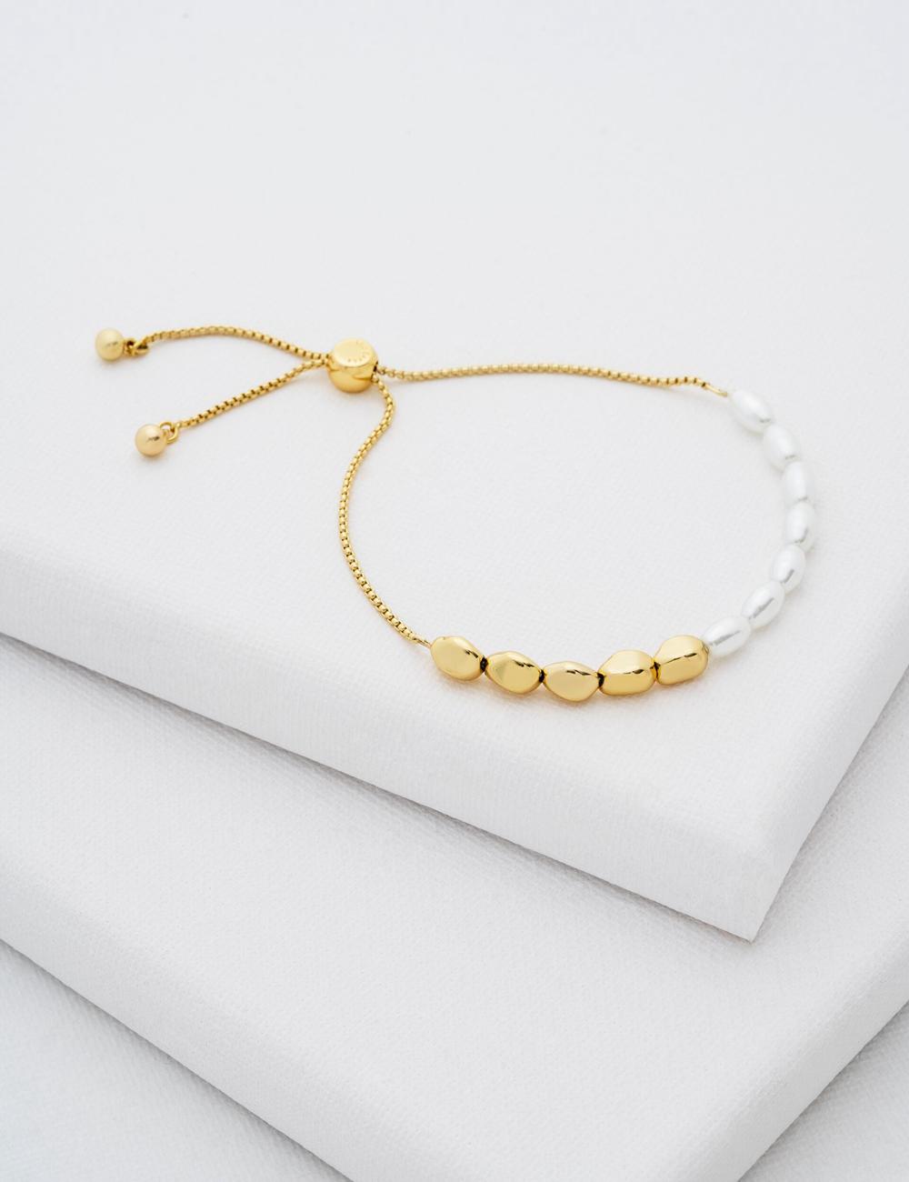 Ted Baker INELA - Island Pearl Bead Adjustable Armbänder Damen Gold | NJEQU-7345