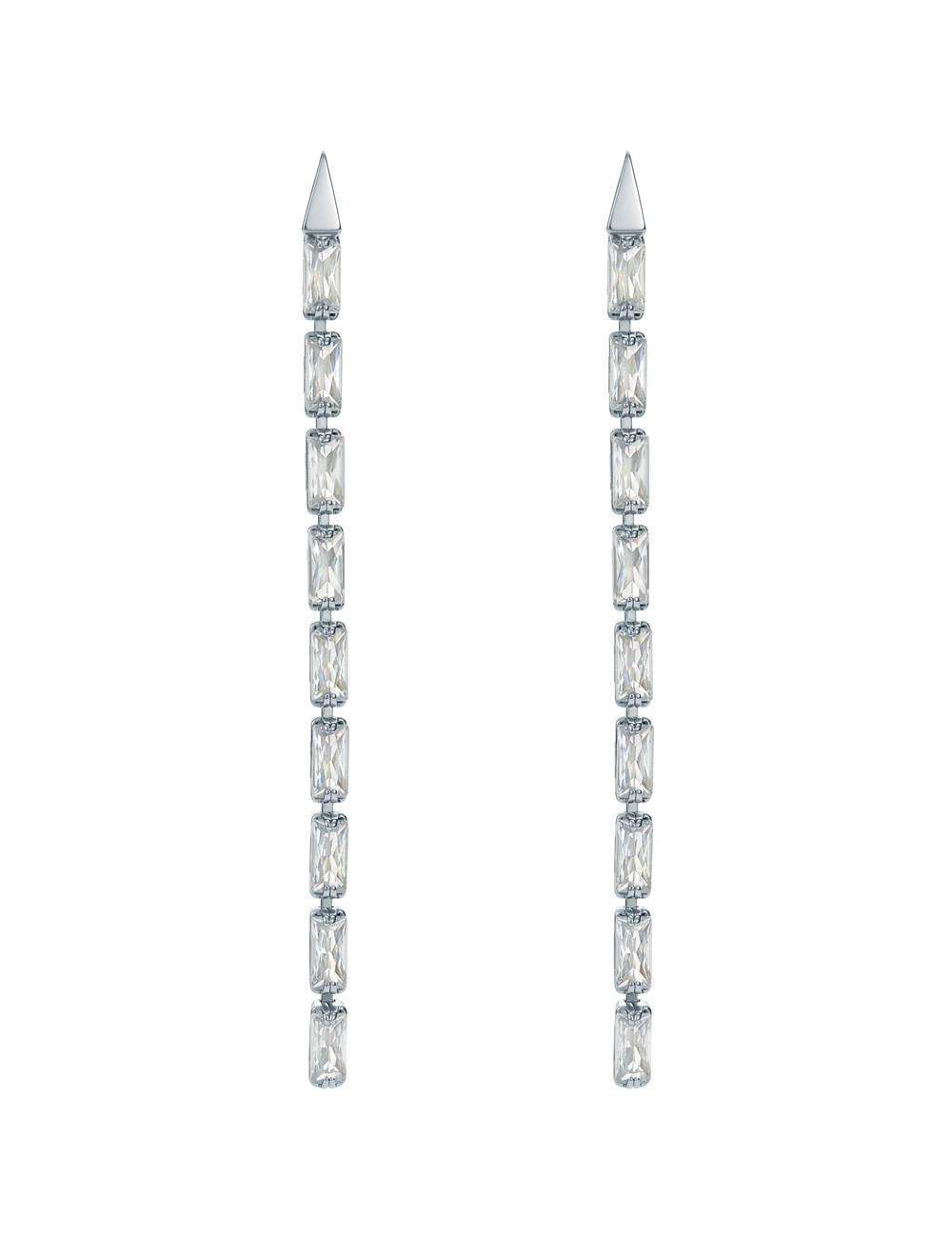 Ted Baker ISALIE - Baguette Crystal Long Drop Ohrringe Damen Silber | JTNCV-5798
