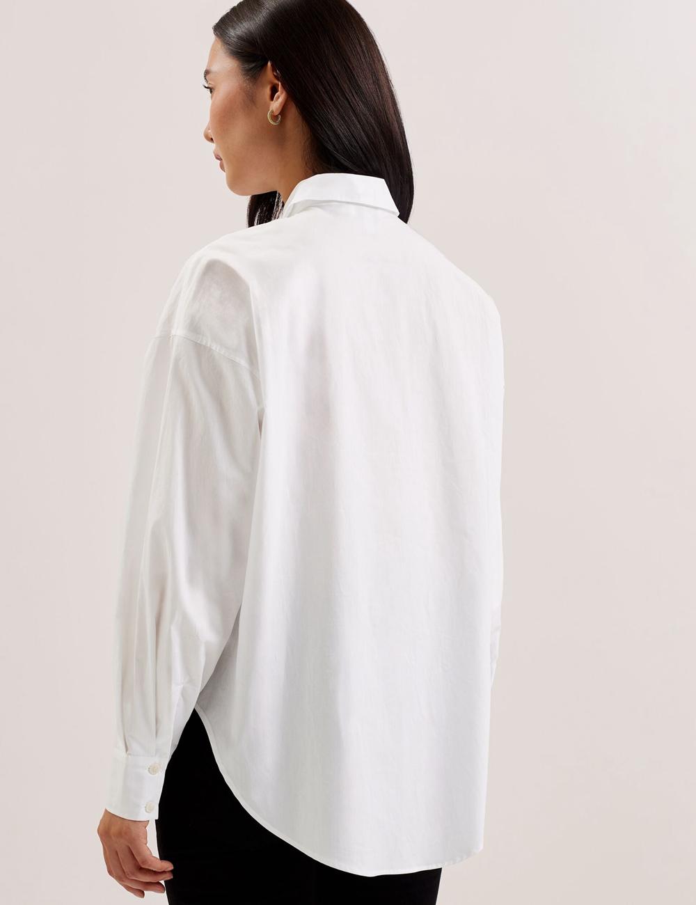 Ted Baker IZOTE - Oversized Drop Shoulder Bib Detail Hemd Damen Weiß | NTRIF-1439