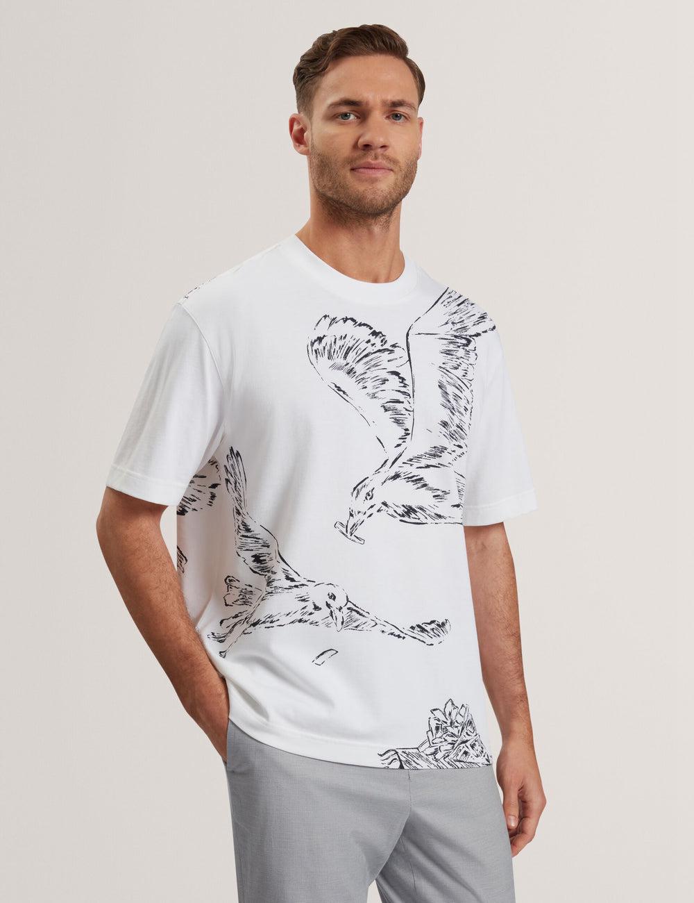 Ted Baker JAMESIO - Short Sleeve Graphic Seagull T-shirts Herren Weiß | RSCOL-9052