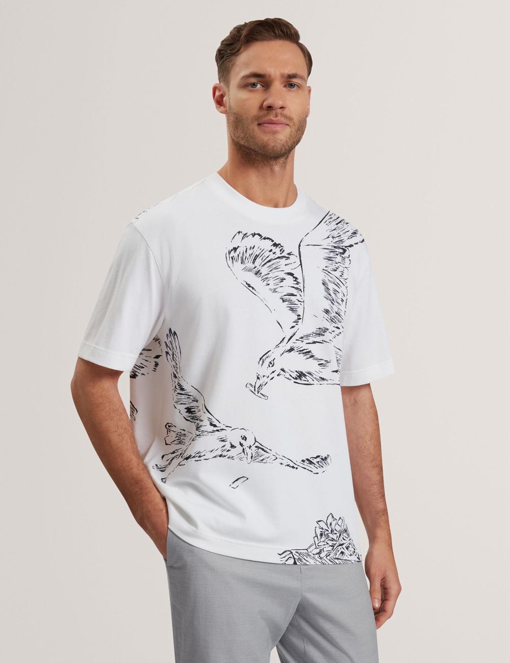 Ted Baker JAMESIO - Short Sleeve Graphic Seagull T-shirts Herren Weiß | RSCOL-9052