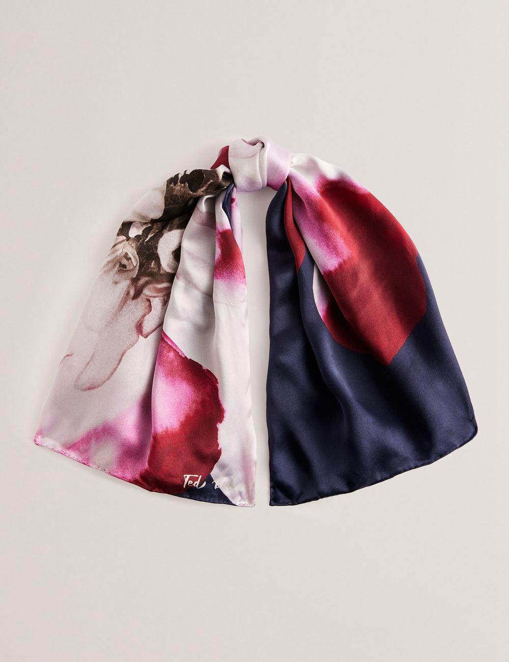 Ted Baker JANICES - Placement Floral Print Silk Square Schals Damen Blau | MREZJ-7816
