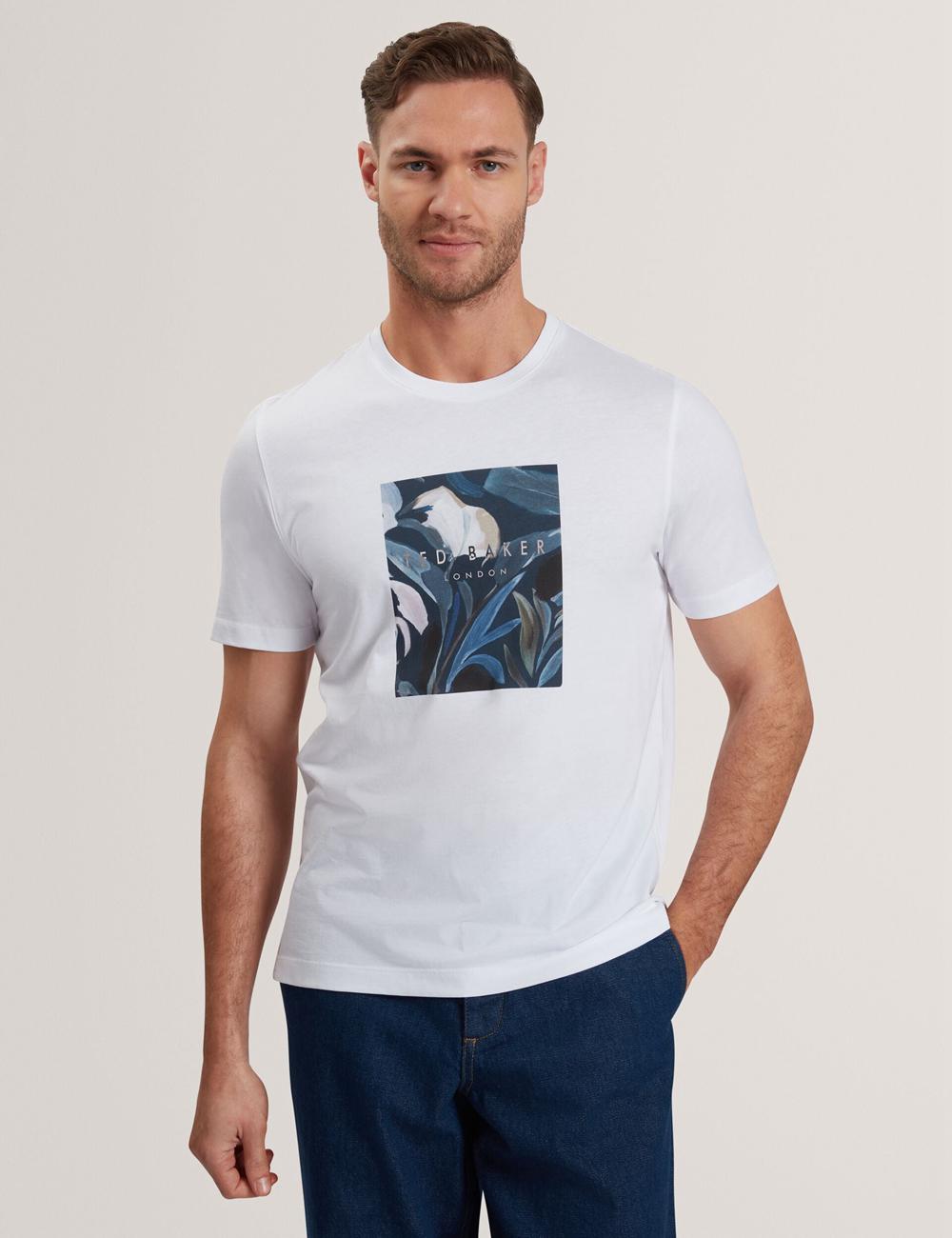 Ted Baker JUSTINO - Branded Box Print Graphic Cotton T-shirts Herren Weiß | MEOAJ-7549