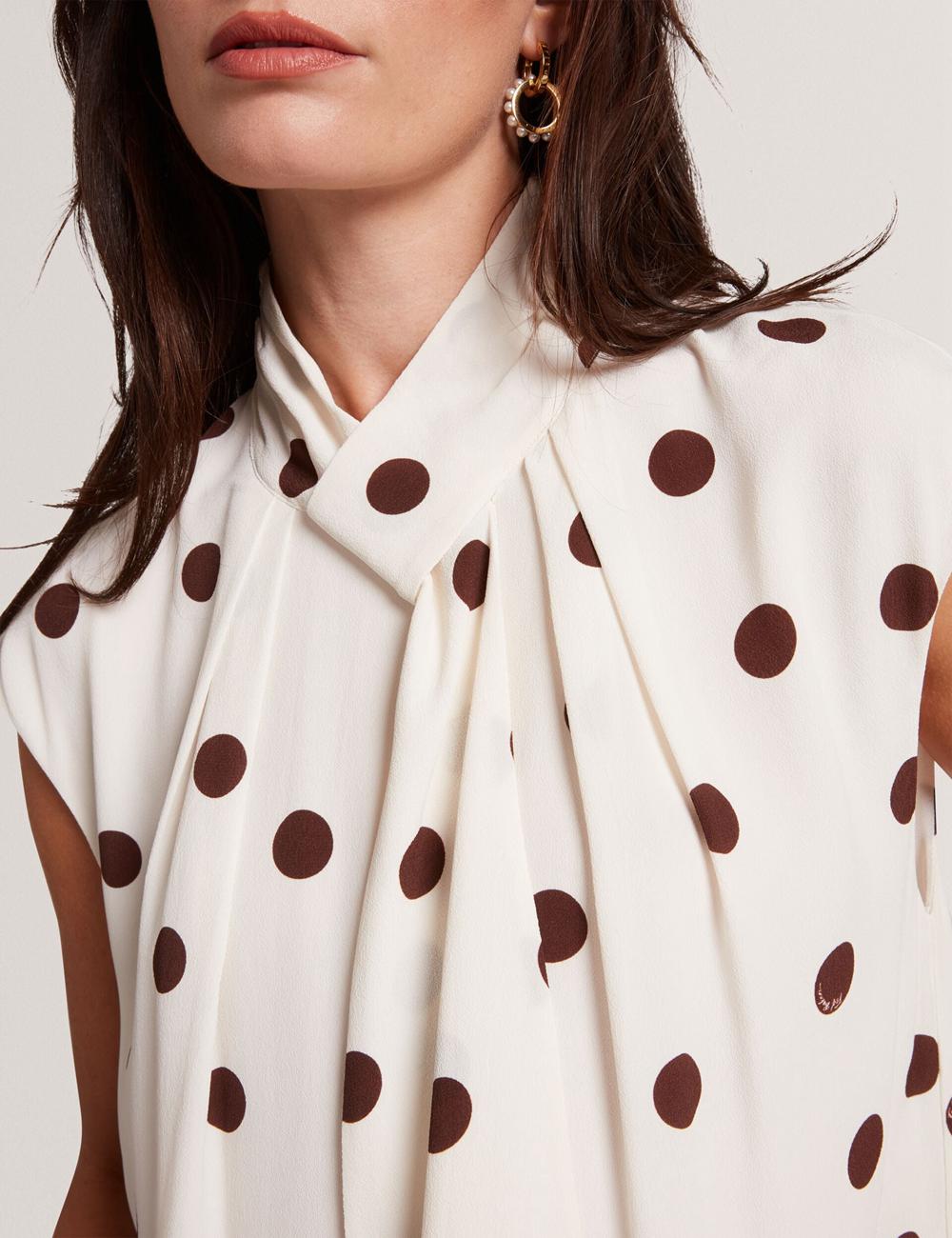 Ted Baker JUTUVA - Polka Dot Neck Shift Minikleid Damen Ivory | EHGFN-2879