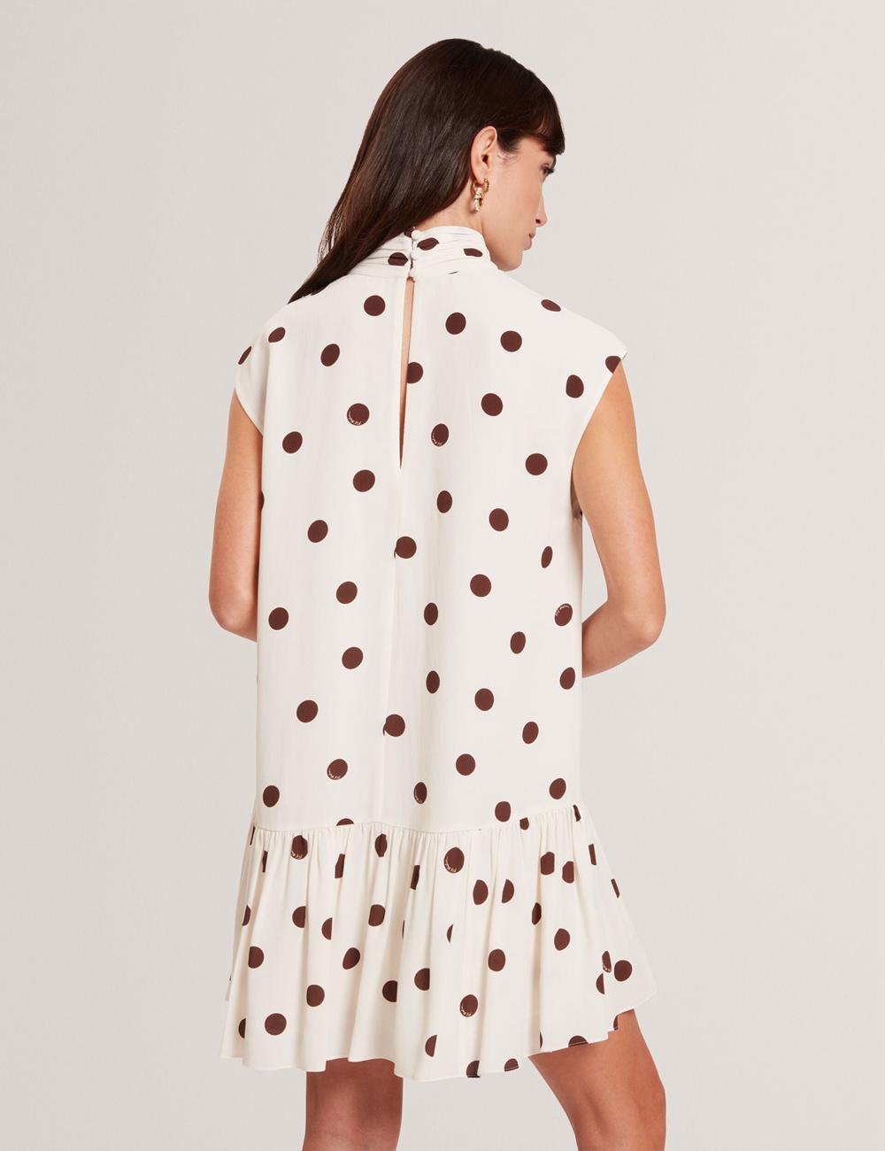 Ted Baker JUTUVA - Polka Dot Neck Shift Minikleid Damen Ivory | EHGFN-2879