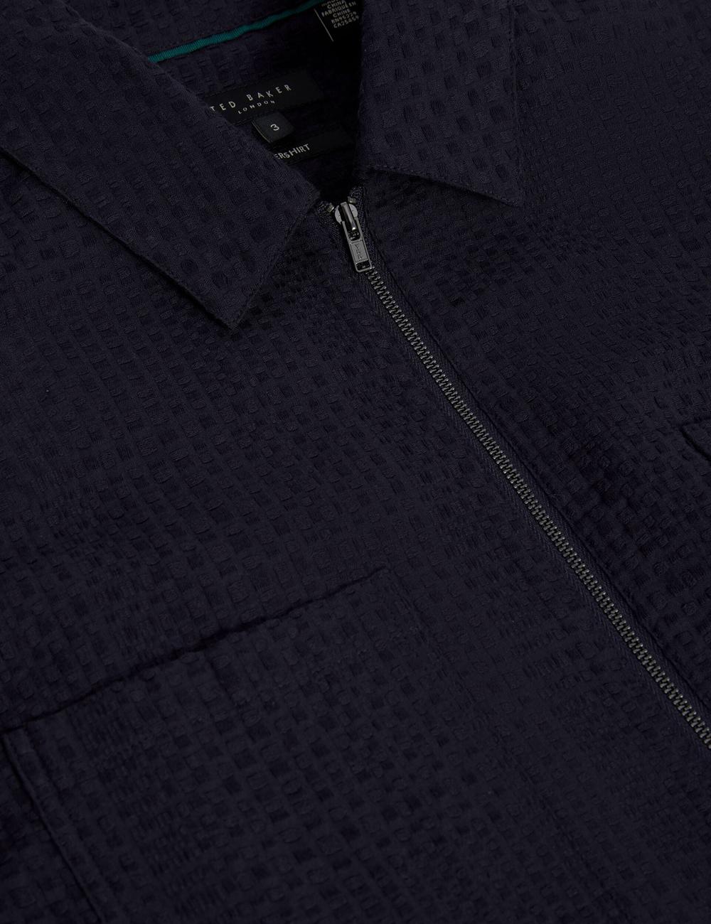 Ted Baker KAILINS - Long Sleeve Zip-Through Cotton Overshirt Überhemd Herren Navy | ICXRA-2183