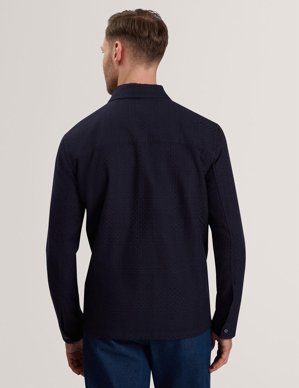 Ted Baker KAILINS - Long Sleeve Zip-Through Cotton Overshirt Überhemd Herren Navy | ICXRA-2183