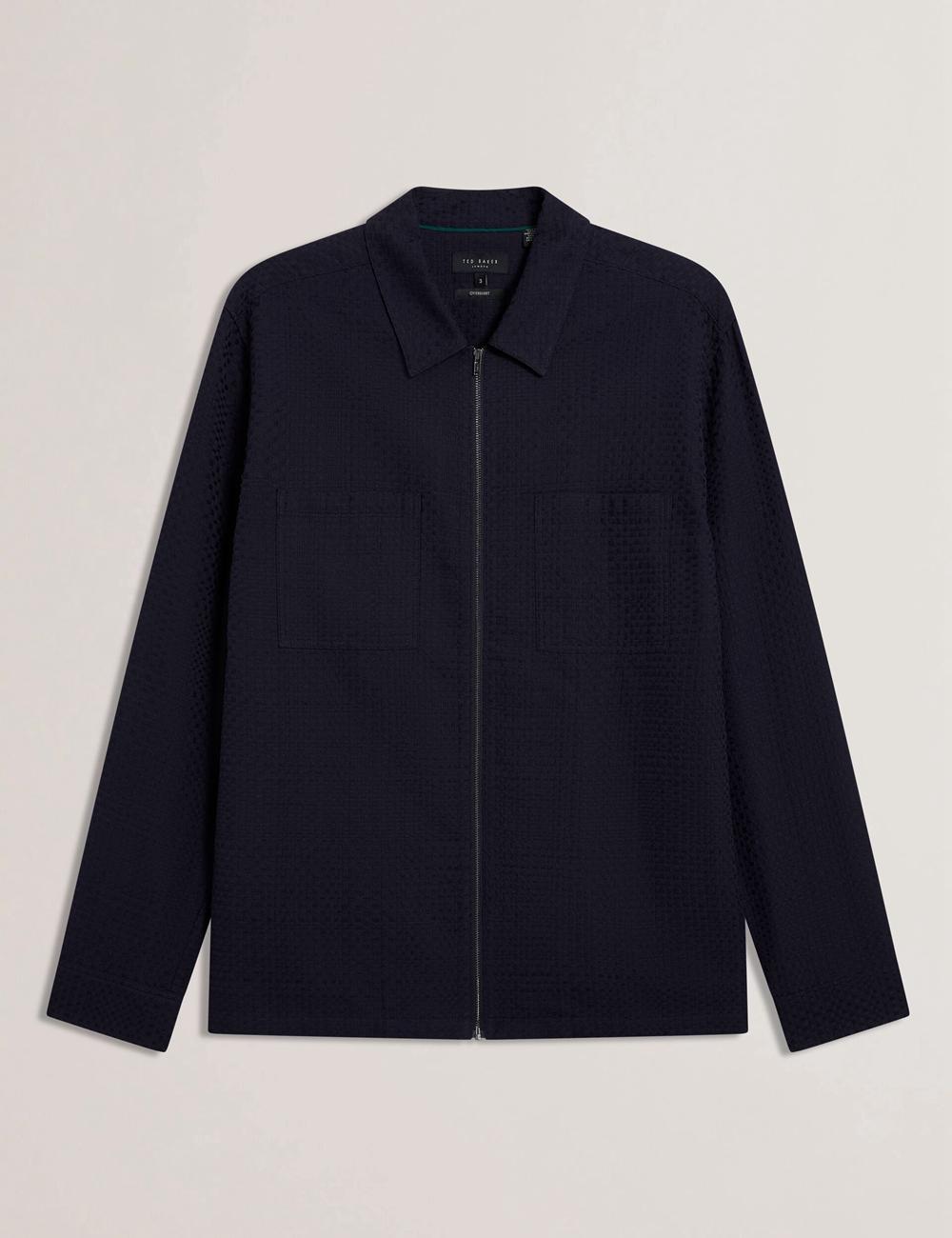 Ted Baker KAILINS - Long Sleeve Zip-Through Cotton Overshirt Überhemd Herren Navy | ICXRA-2183