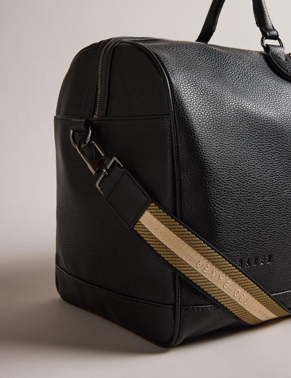 Ted Baker KALVIN - Webbing Faux Leather Holdall Bags Herren Schwarz | CVJUE-6280