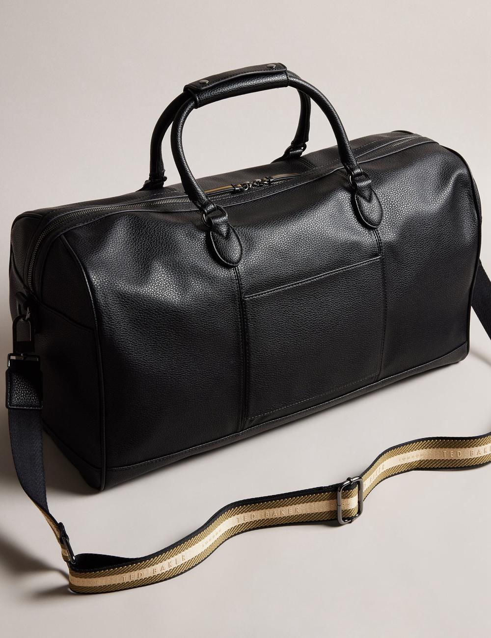 Ted Baker KALVIN - Webbing Faux Leather Holdall Bags Herren Schwarz | CVJUE-6280